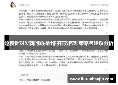 赵鹏针对欠薪问题提出的有效应对策略与建议分析